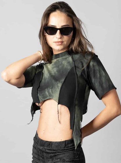 SONIC Crop Top In Lime - Black Stitch