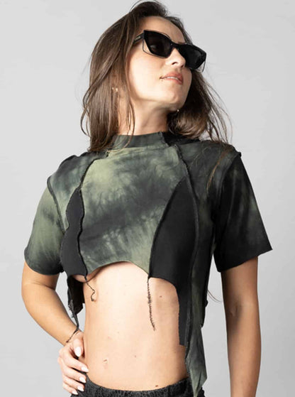 SONIC Crop Top In Lime - Black Stitch