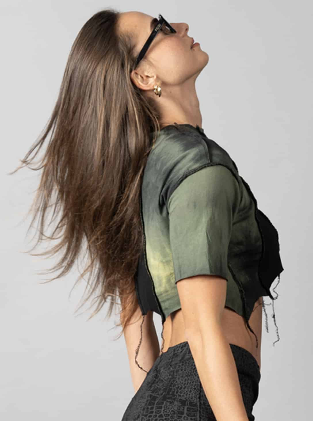 SONIC Crop Top In Lime - Black Stitch