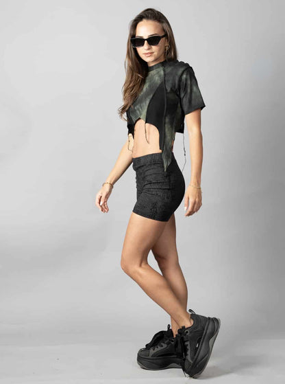 SONIC Crop Top In Lime - Black Stitch