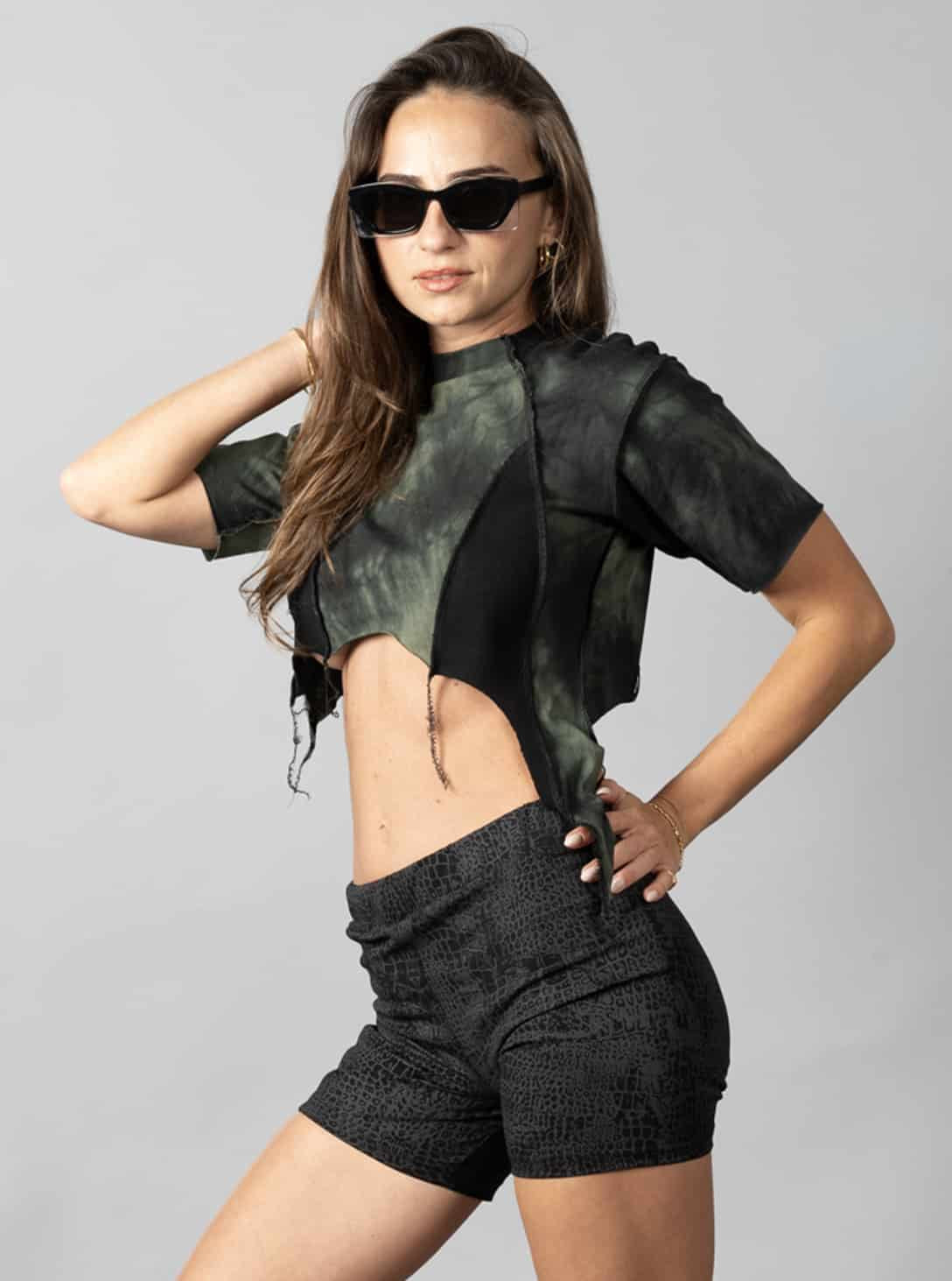 SONIC Crop Top In Lime - Black Stitch