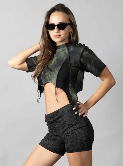 SONIC Crop Top In Lime - Black Stitch