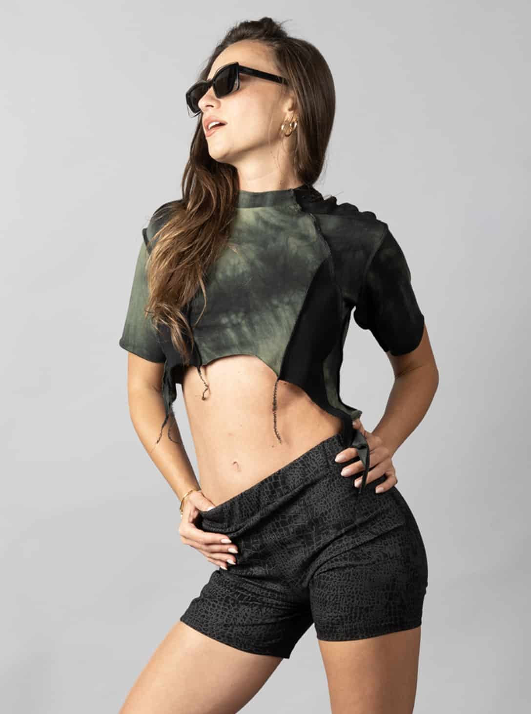 SONIC Crop Top In Lime - Black Stitch