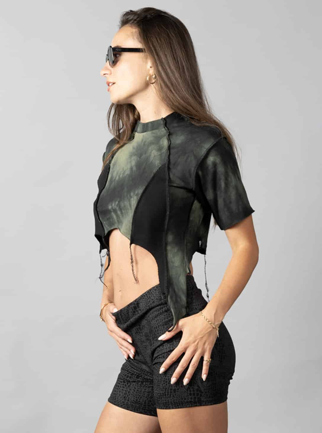 SONIC Crop Top In Lime - Black Stitch