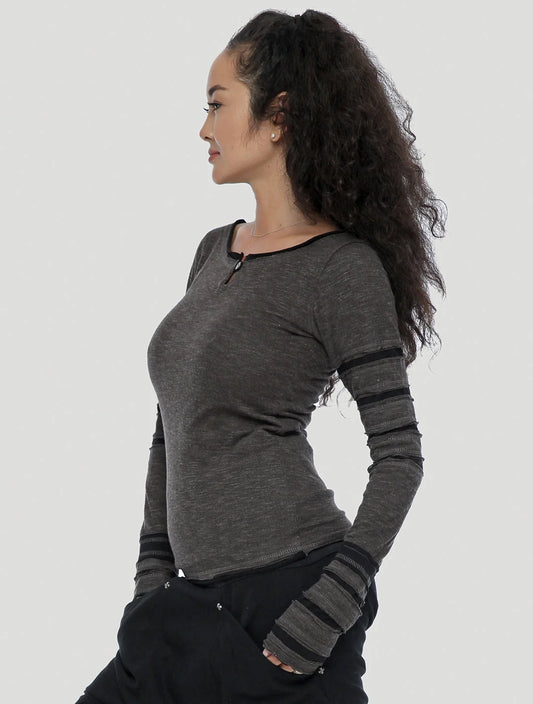 LAMPU SLUB Sweater In Charcoal-Black