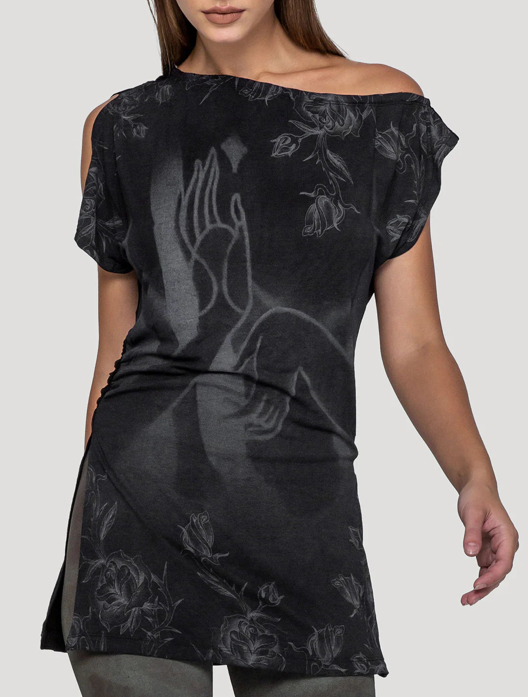 MUDRA Short Sleeves Tunic In Black