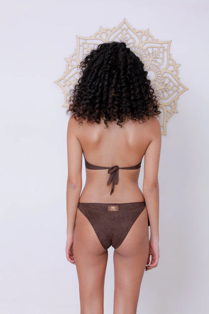 BEADS Suede Look in Brown Bikini Set