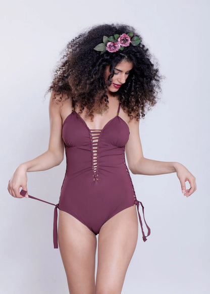 DELI Bordeaux One Piece Swimsuit (Lycra Fabric)