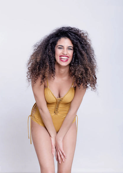 SIDE Suede Look Musterd One Piece Swimsuit