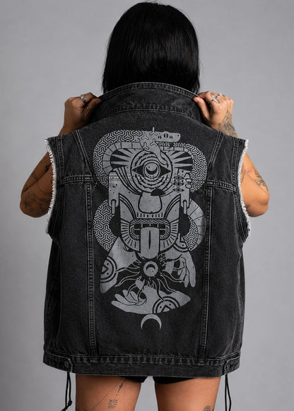 MIKO Unisex Denim Vest In Black
