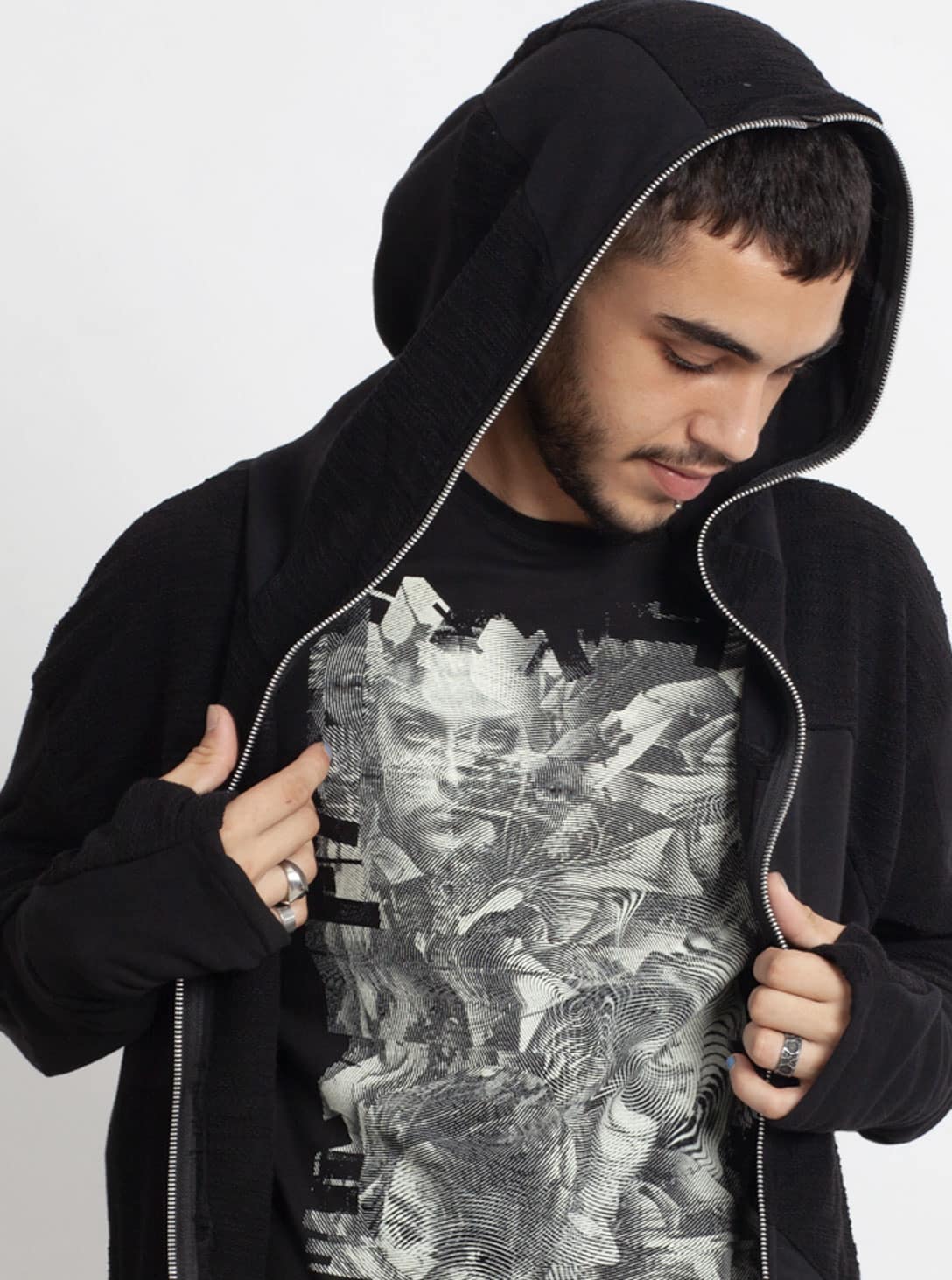 NEPTUNE Unisex Hood Jacket In Black