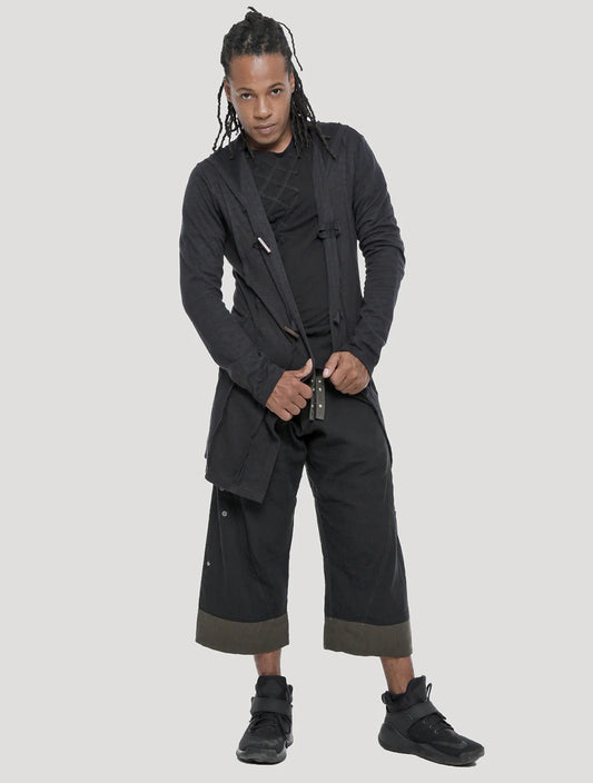 Nomad Hoodie Cardigan Light Coat In Black