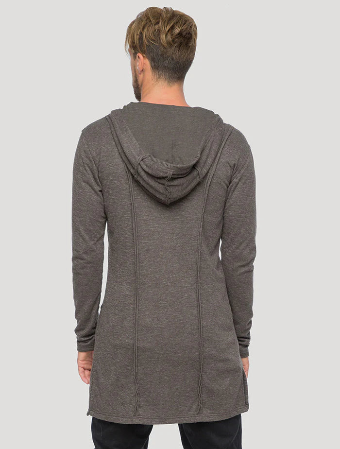 Nomad Hoodie Cardigan Light Coat In Charcoal