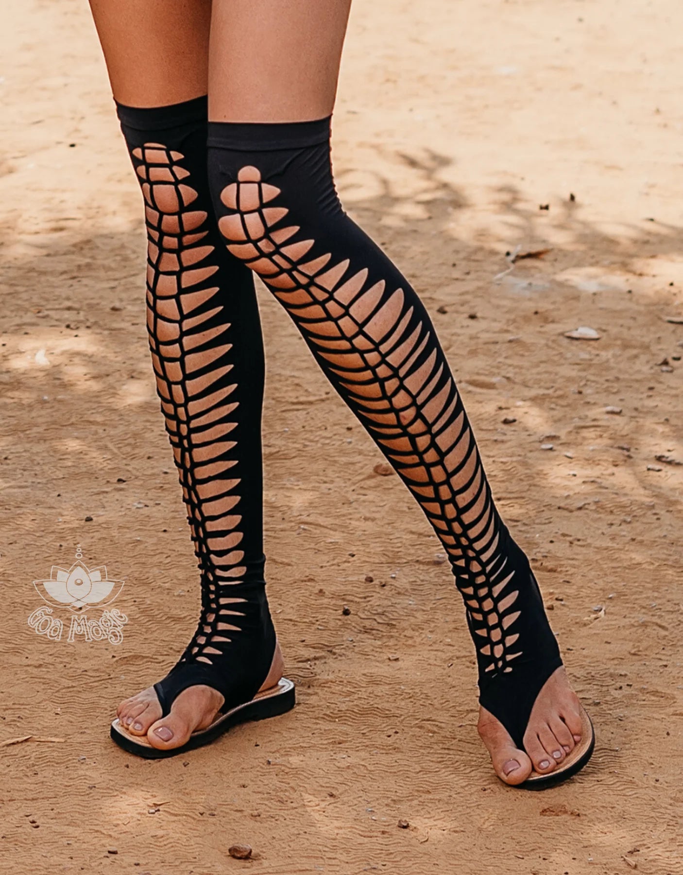 Over The Knee Gladiator Sandals In Black - limited addition