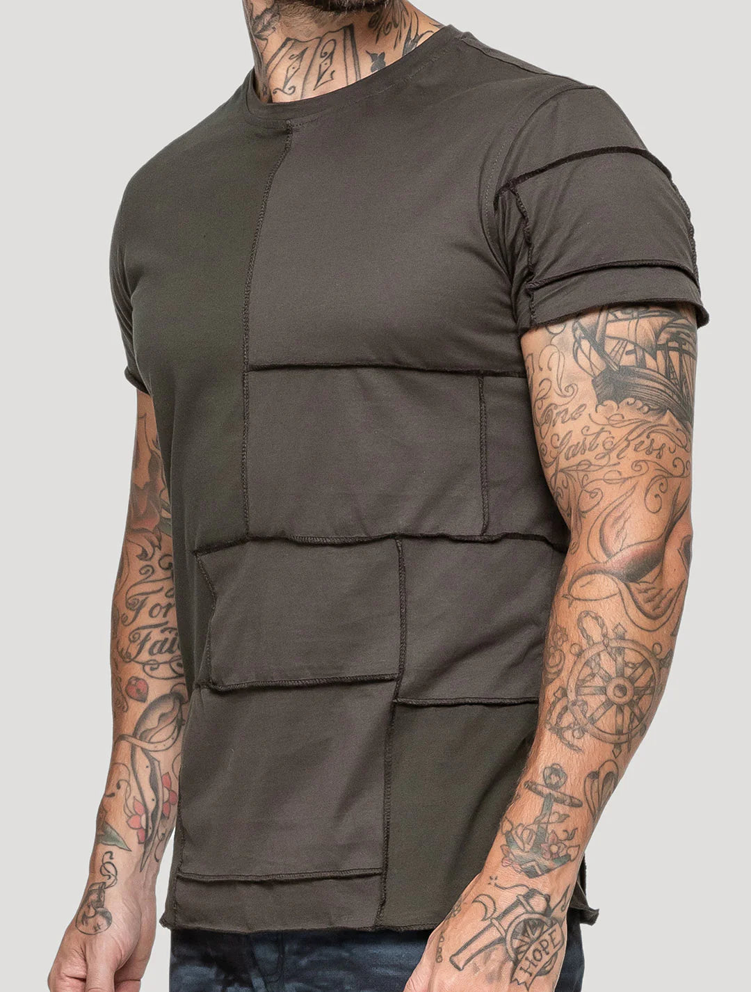 PATCHWORK T-Shirt In Olive Noir