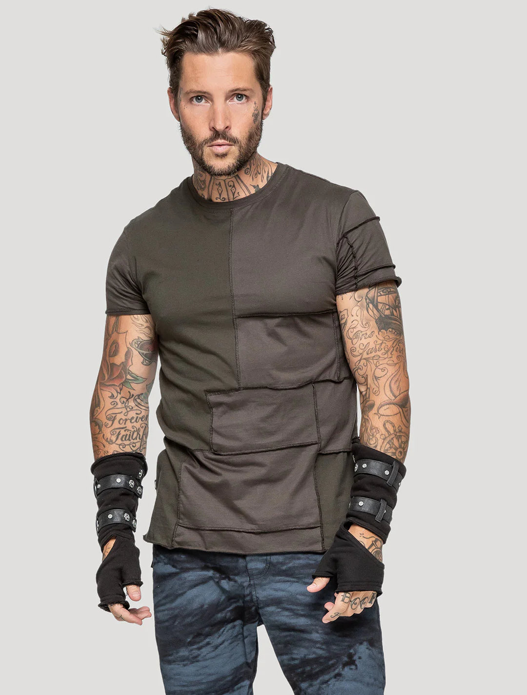 PATCHWORK T-Shirt In Olive Noir