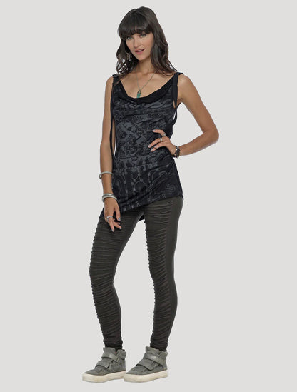 JIKO Foldover Long Leggings In Olive - Noir