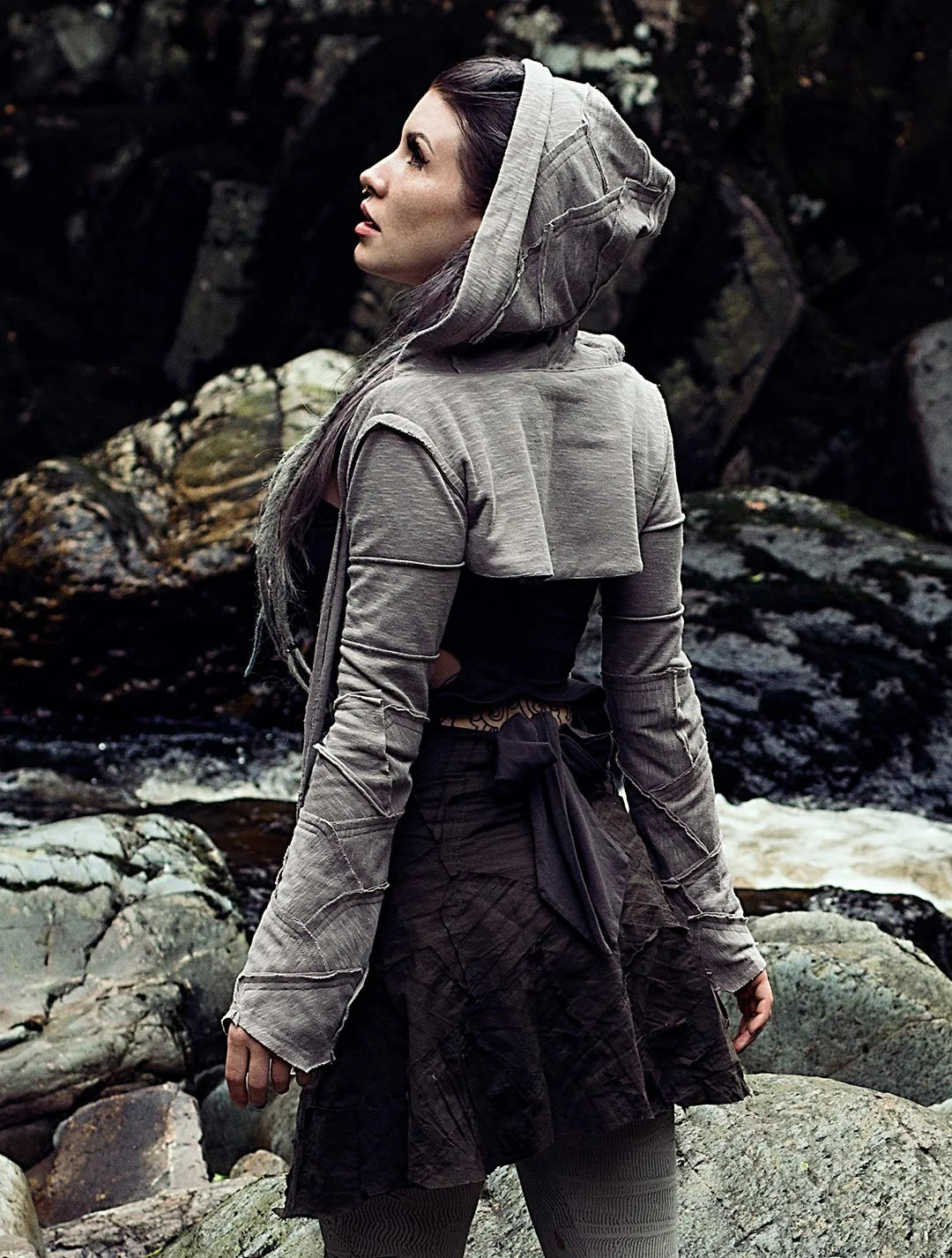 PECOA Hooded Shrug In Cement