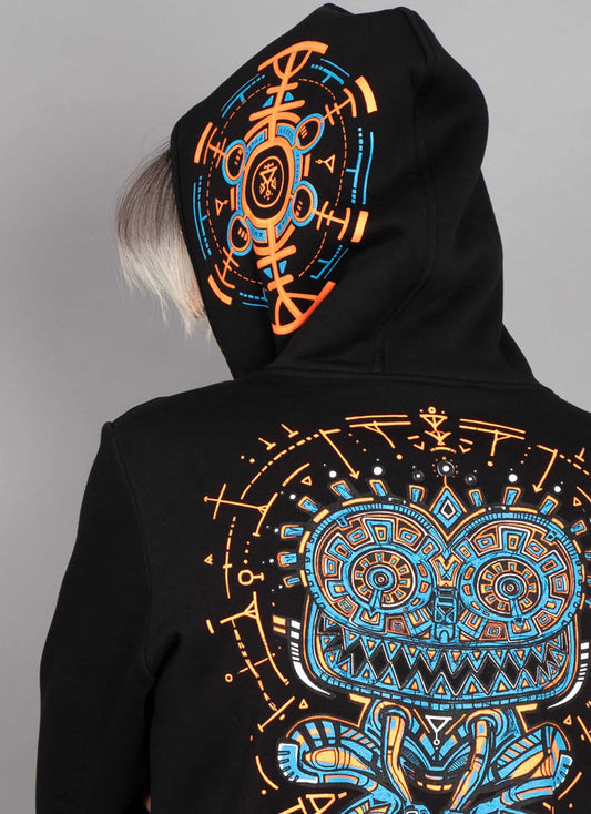 PSYCHOTOAD Zipped Hooded Jacket In Black