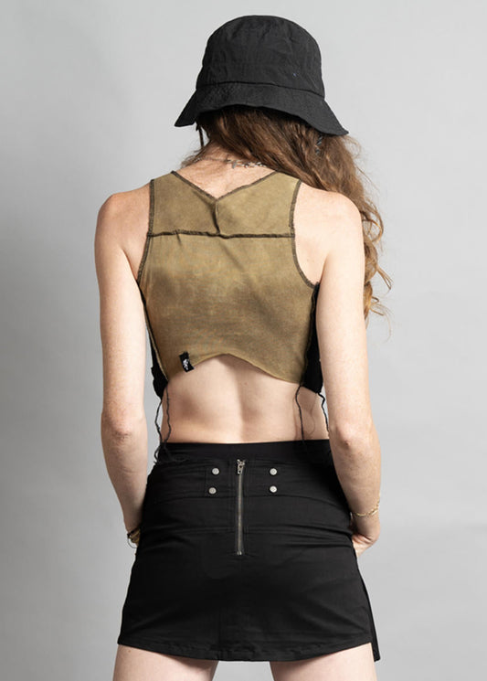 PULSAR MUSTARD & BLACK STITCH CROP