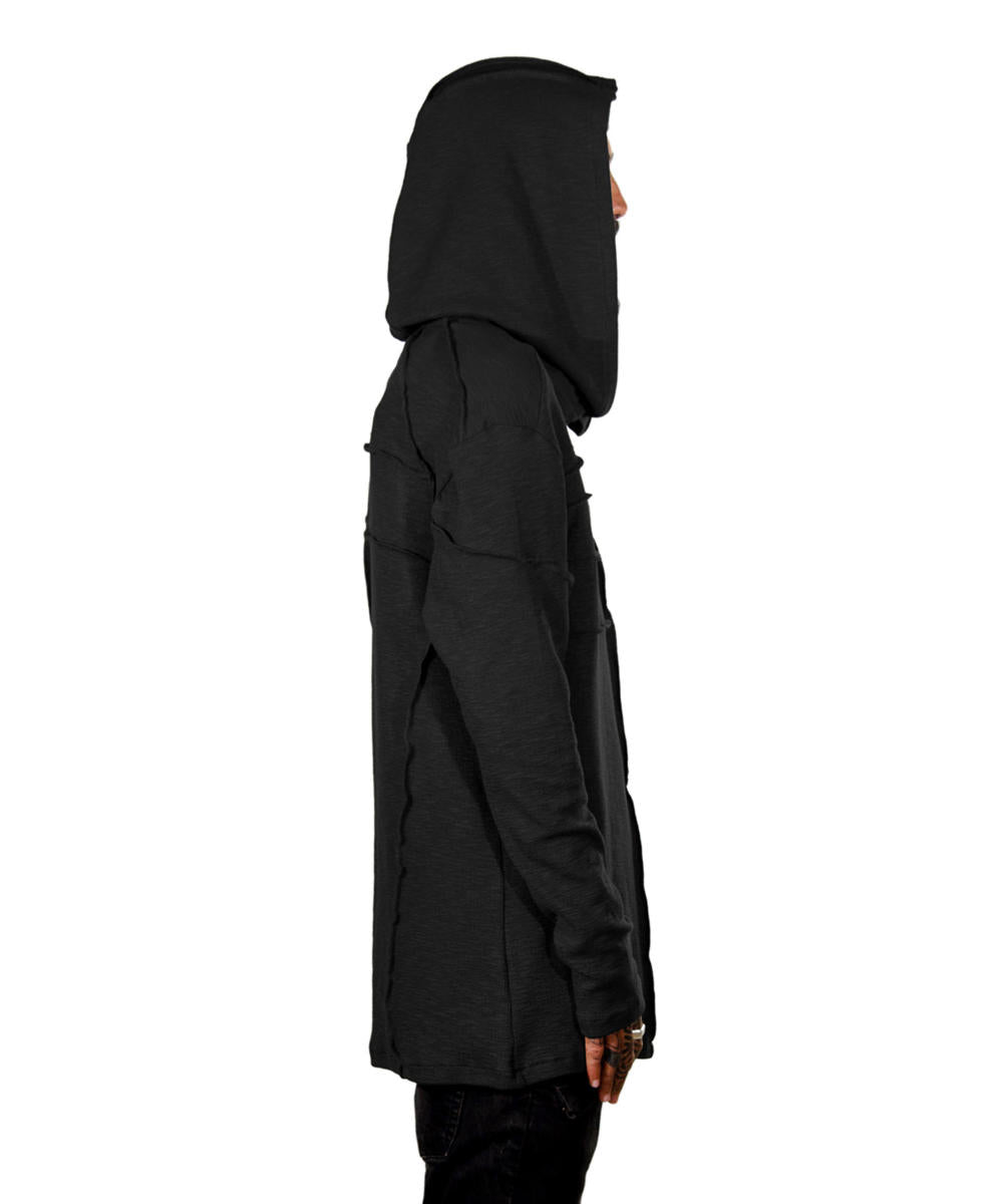 RATTLE Long Sleeve Hooded Shirt In Black