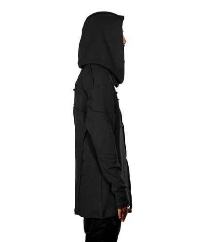 RATTLE Long Sleeve Hooded Shirt In Black