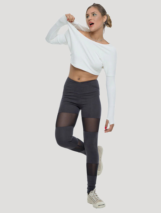 REVOL Long Sleeves Crop Top In Off White