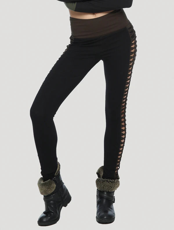 RAFFIA Leggings In Black/Olive - Noir