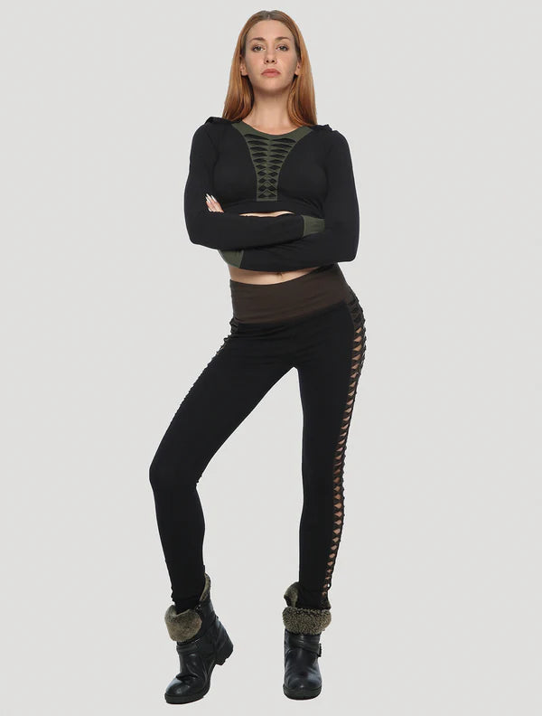 RAFFIA Leggings In Black/Olive - Noir