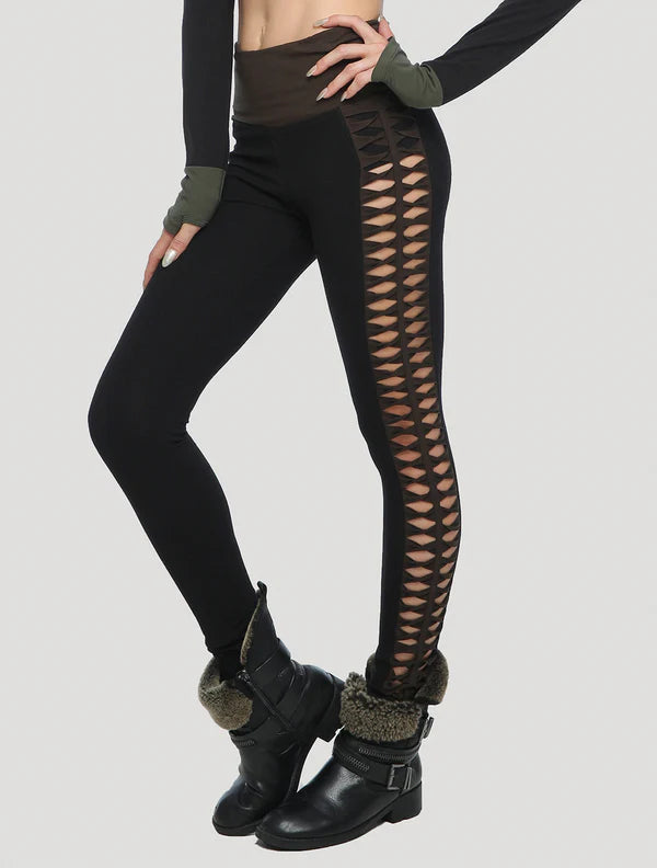 RAFFIA Leggings In Black/Olive - Noir