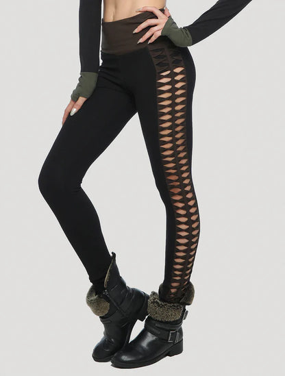 RAFFIA Leggings In Black/Olive - Noir