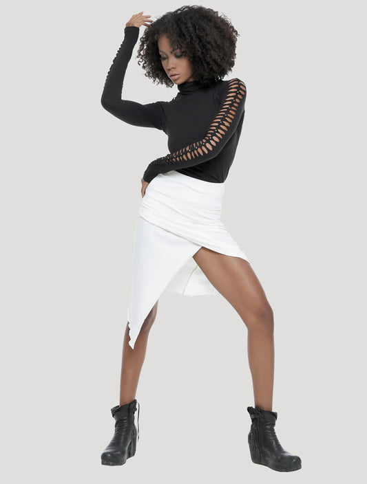 RAFFIA Long Sleeves Braided Top In Black