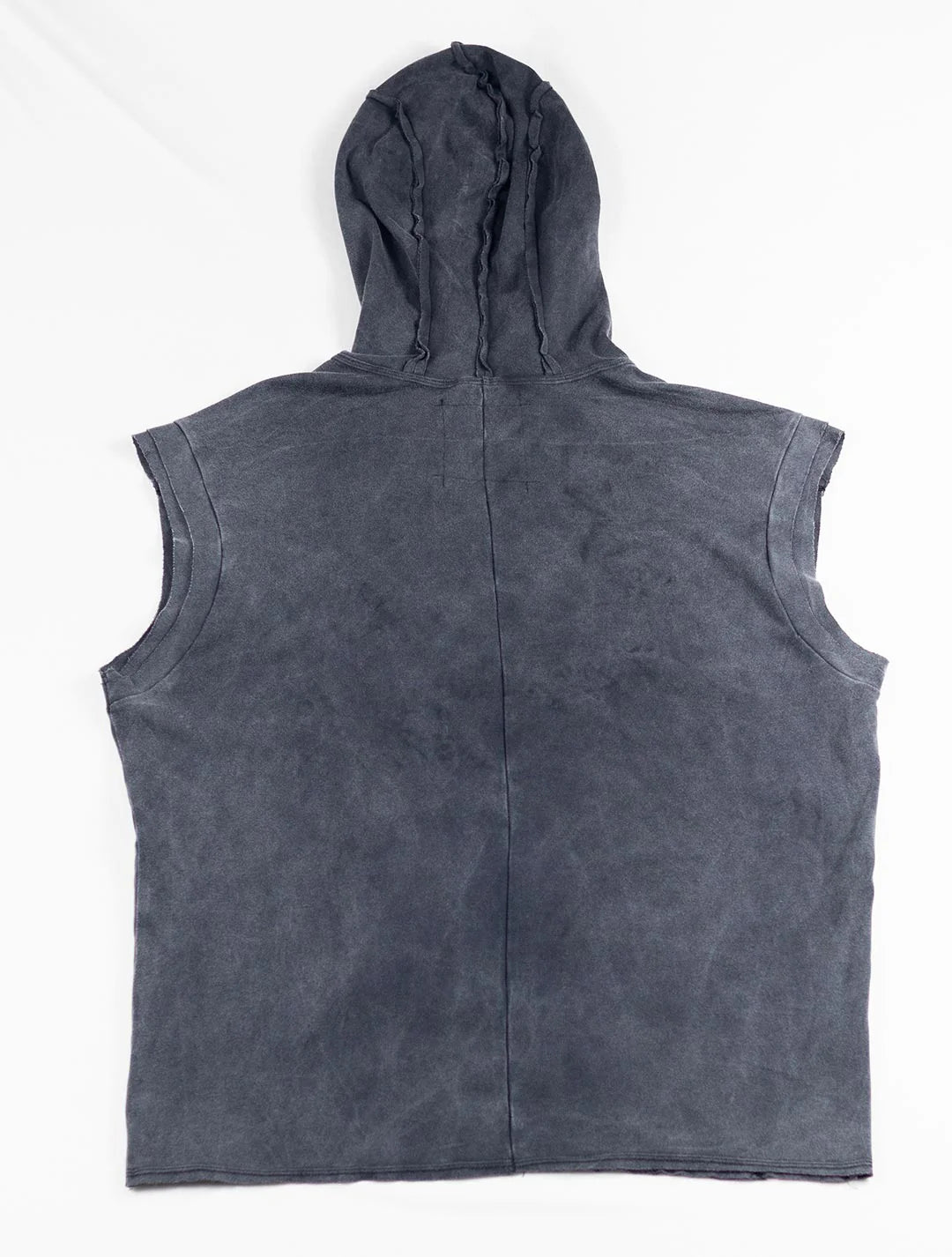 RHINO Sleeveless Baggy Hoodie Sweatshirt In Washed Black