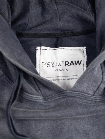 RHINO Sleeveless Baggy Hoodie Sweatshirt In Washed Black