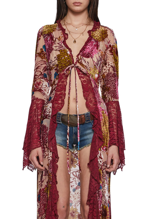 Boho Velvet Bloom Duster