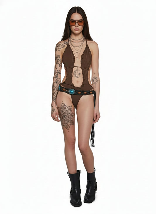 Catwalk Venom Monokini Set – Brown