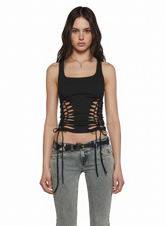 Slash Crop Tank — Black