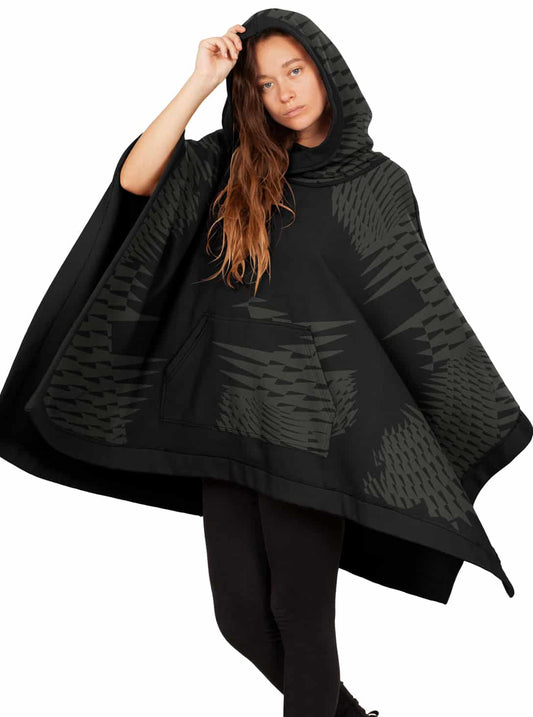 SAJAX Unisex Poncho In Black