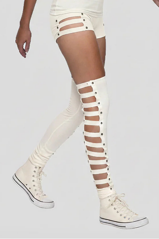 SLASHED Long Leg warmers In Off - White