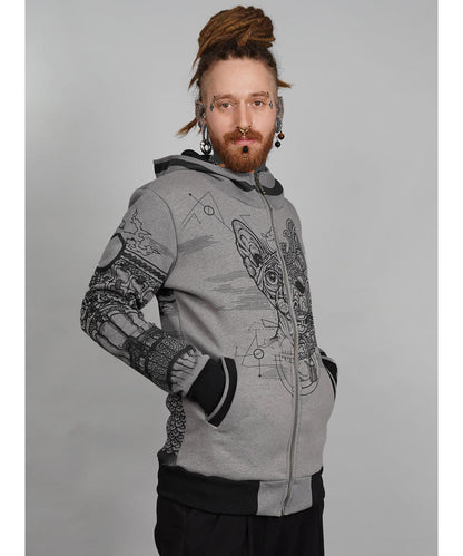 SAMURAI CAT Zip Hood In Grey