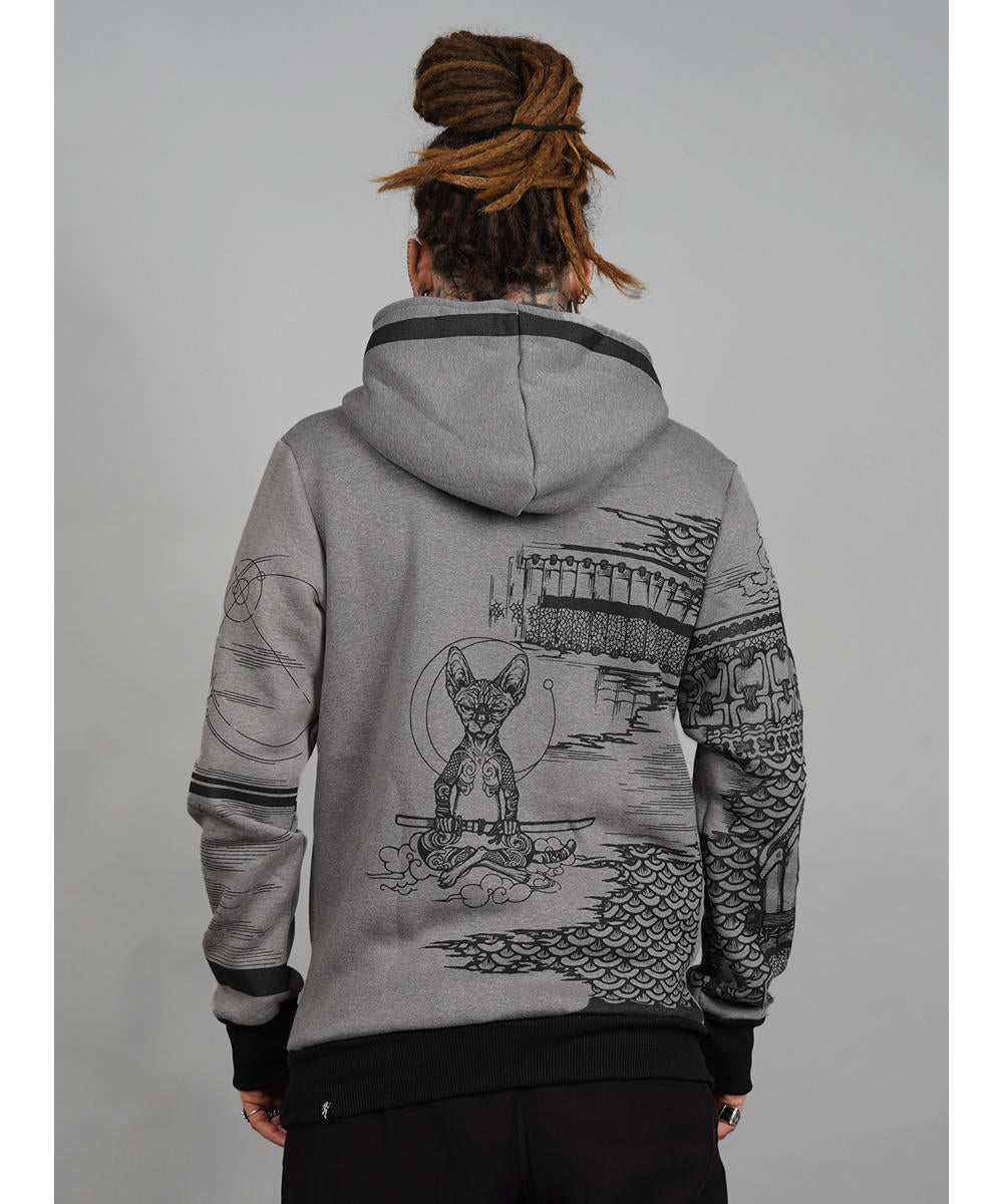 SAMURAI CAT Zip Hood In Grey