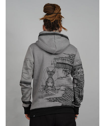 SAMURAI CAT Zip Hood In Grey