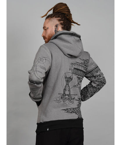 SAMURAI CAT Zip Hood In Grey