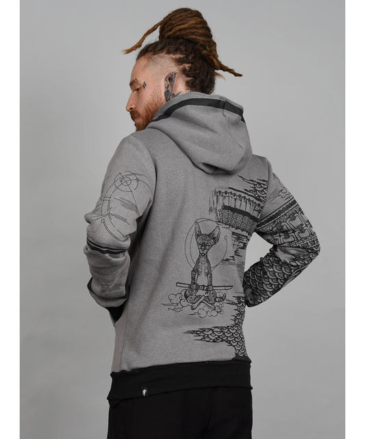 SAMURAI CAT Zip Hood In Grey