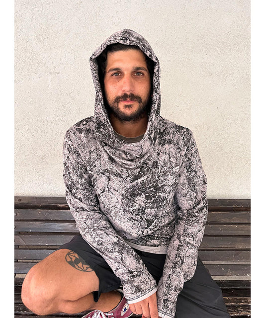 LUNA Long Sleeve Hooded Shirt In Sand Texture
