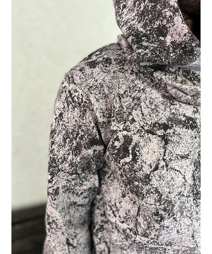 LUNA Long Sleeve Hooded Shirt In Sand Texture