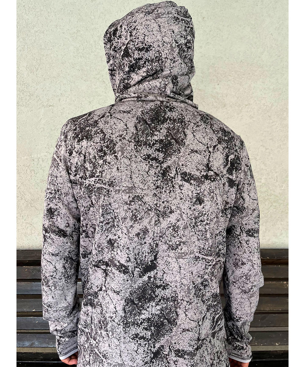 LUNA Long Sleeve Hooded Shirt In Sand Texture