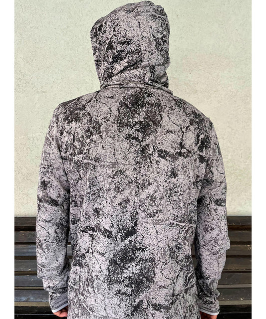 LUNA Long Sleeve Hooded Shirt In Sand Texture