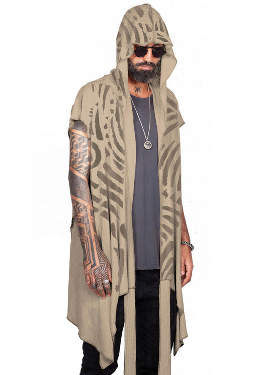 SAND UNISEX TRIBE Kimono Vest In Sand