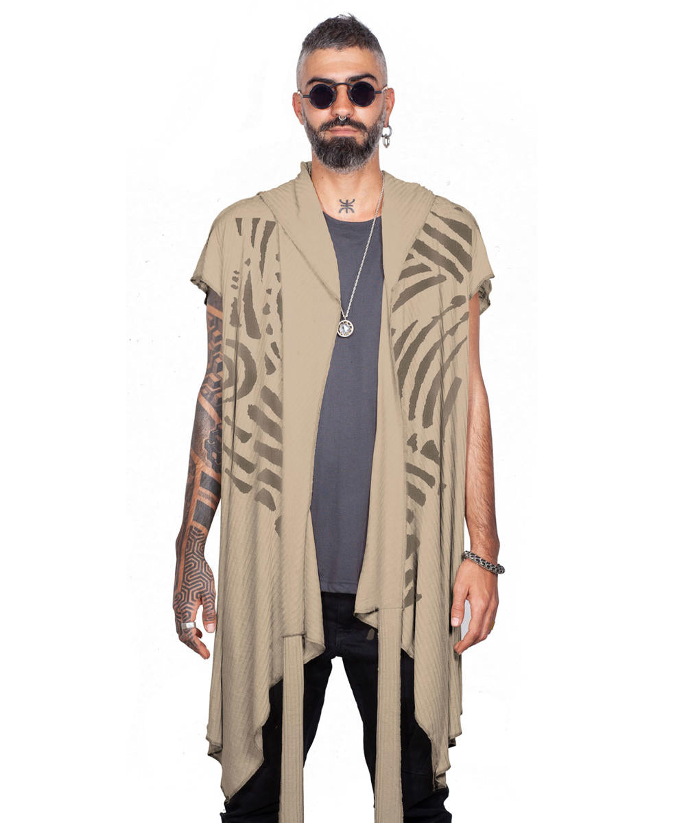 UNISEX SAND TRIBE Kimono Vest In Sand